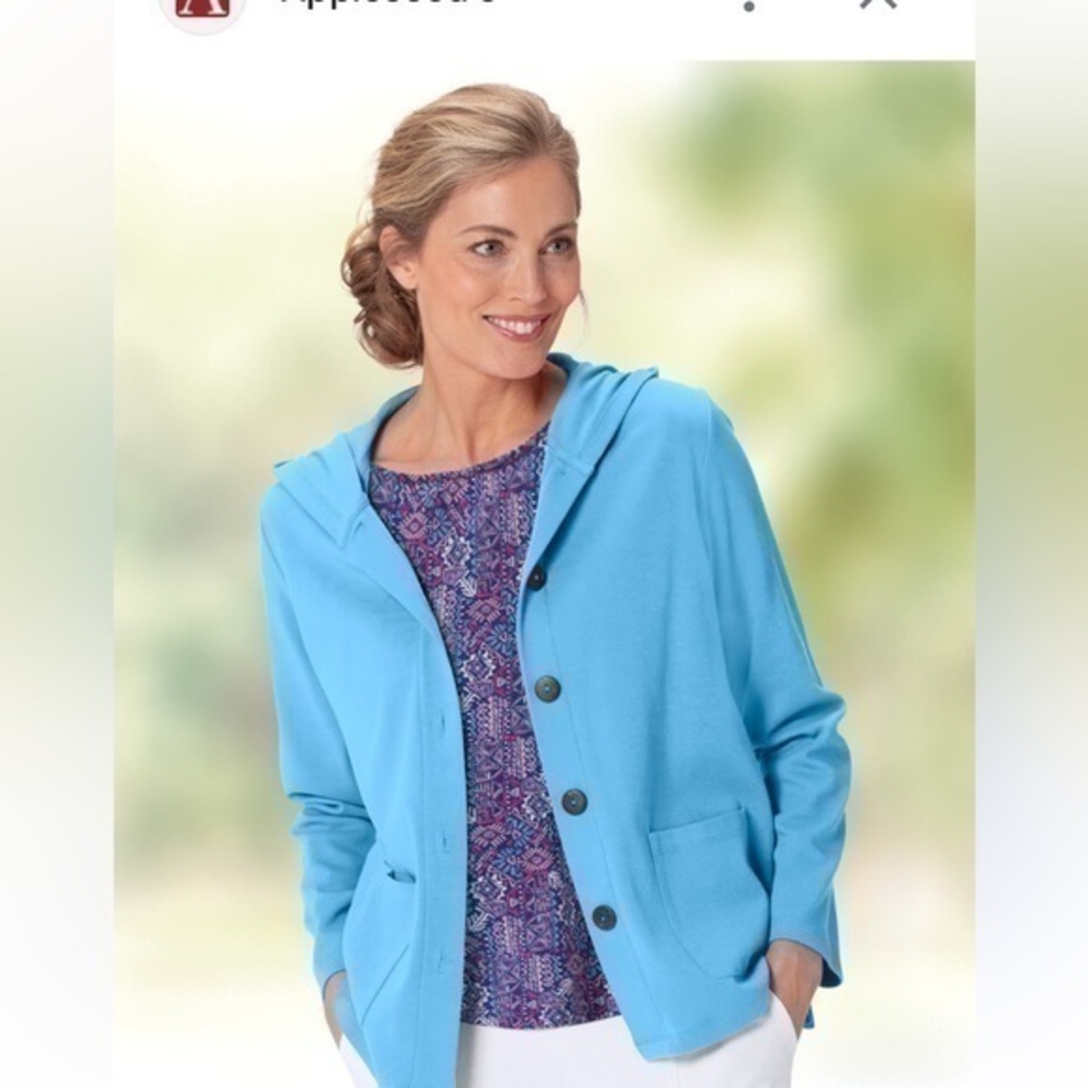 Appleseed's Light Blue Hooded Cardigan